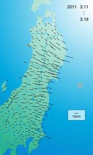 東日本巨大地震後の国土の変形