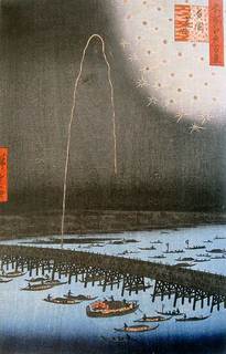 浮世絵 歌川広重の名所江戸百景「両国花火」